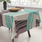 Muted pink and green stripe pattern Tablecloth Gallery Image 3