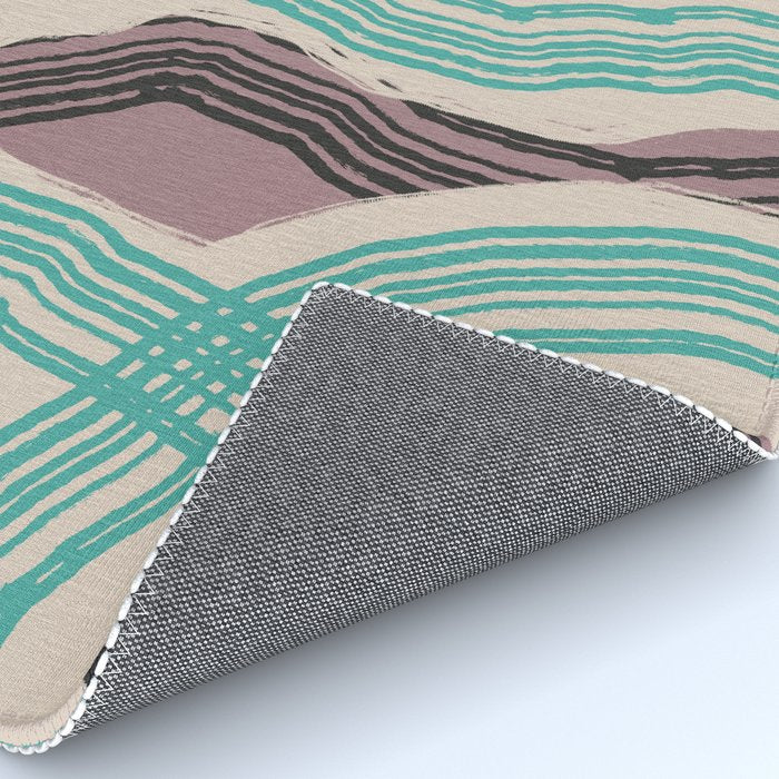 Muted pink and green stripe pattern Rug Gallery Image 4