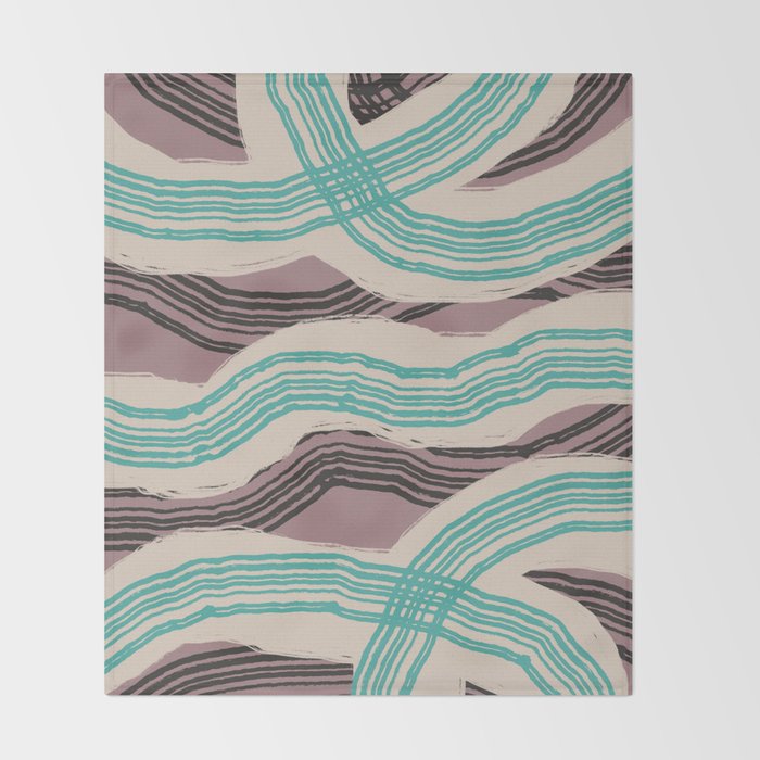 Muted pink and green stripe pattern Throw Blanket Gallery Image 2