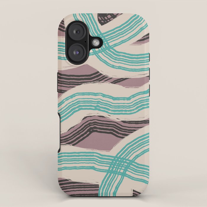 Muted pink and green stripe pattern iPhone Case Gallery Image 1