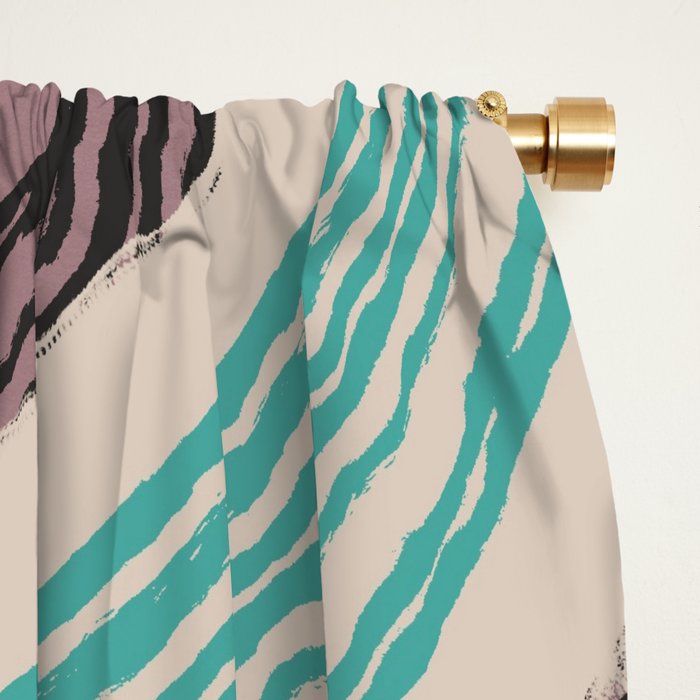 Muted pink and green stripe pattern Window Curtain Gallery Image 2
