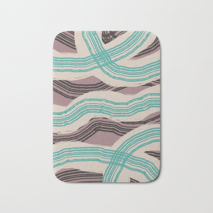 Muted pink and green stripe pattern Bath Mat Gallery Image 1