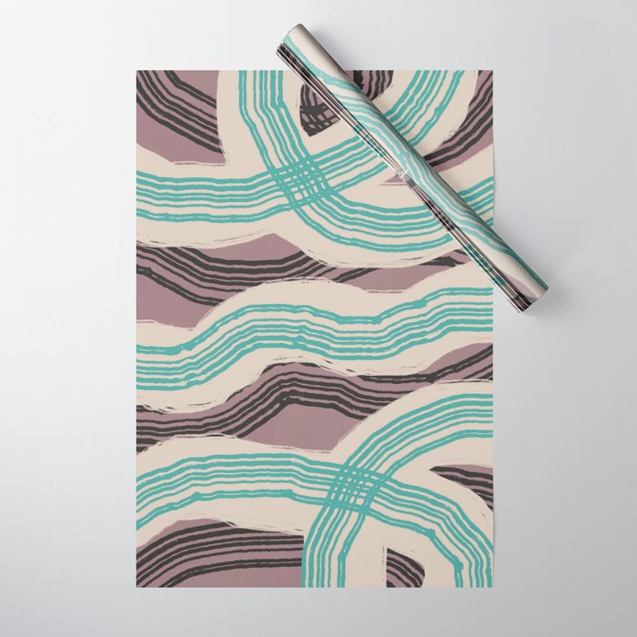 Muted pink and green stripe pattern Wrapping Paper Gallery Image 1