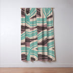 Muted pink and green stripe pattern Window Curtain Gallery Image 3