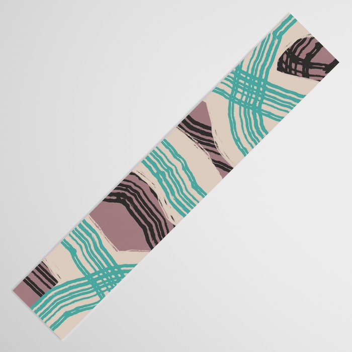 Muted pink and green stripe pattern Table Runner Gallery Image 3