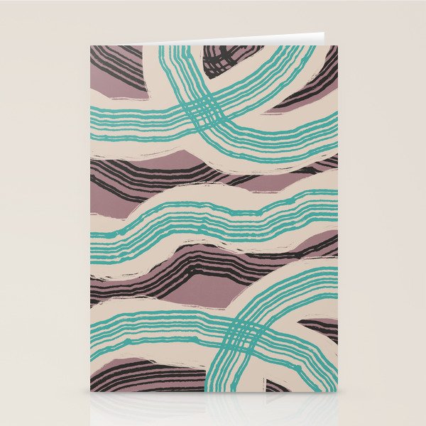 Muted pink and green stripe pattern Stationery Card Gallery Image 2