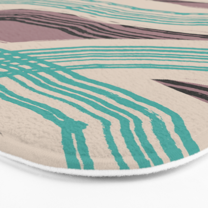 Muted pink and green stripe pattern Bath Mat Gallery Image 3
