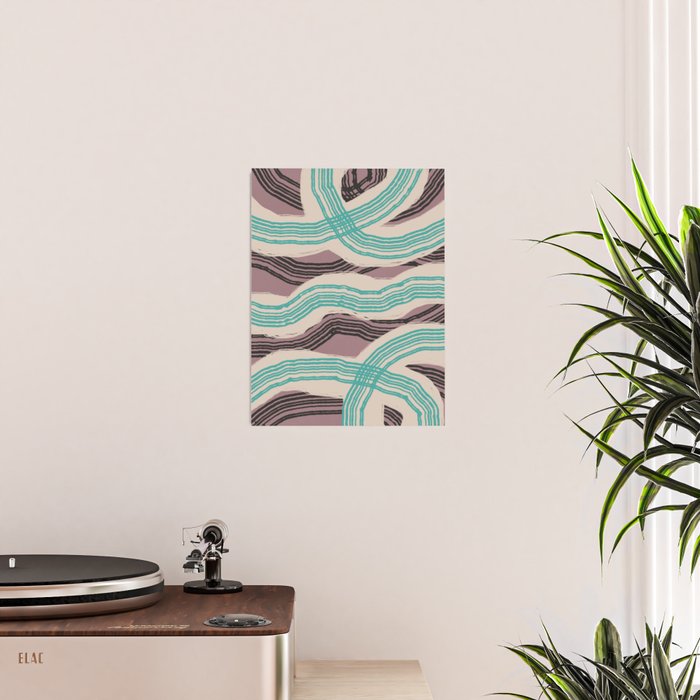 Muted pink and green stripe pattern Poster Gallery Image 2