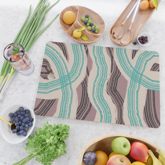 Muted pink and green stripe pattern Cutting Board Gallery Image 2