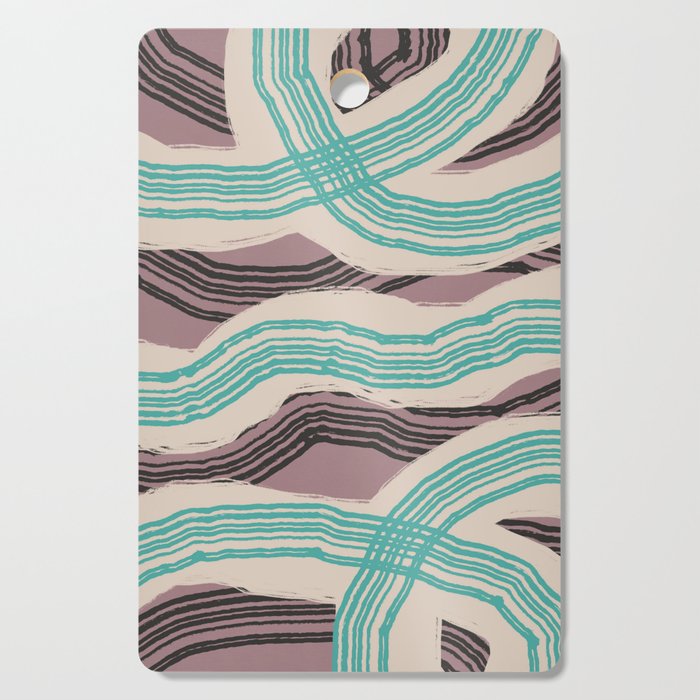 Muted pink and green stripe pattern Cutting Board Gallery Image 1
