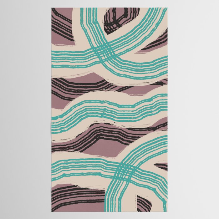 Muted pink and green stripe pattern Tablecloth Gallery Image 2