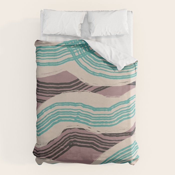 Muted pink and green stripe pattern Duvet Cover Gallery Image 6