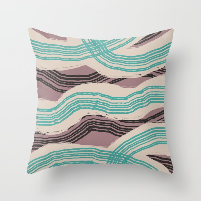 Muted pink and green stripe pattern Throw Pillow Gallery Image 6