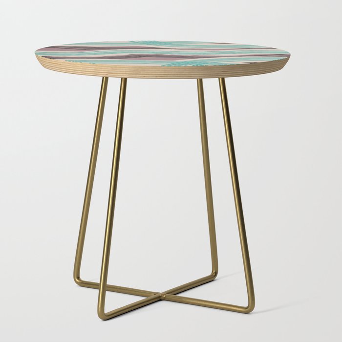 Muted pink and green stripe pattern Side Table Gallery Image 1