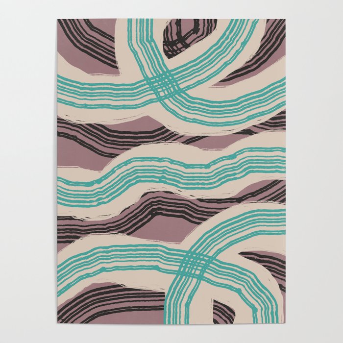 Muted pink and green stripe pattern Poster Gallery Image 4