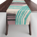 Muted pink and green stripe pattern Table Runner Gallery Image 1