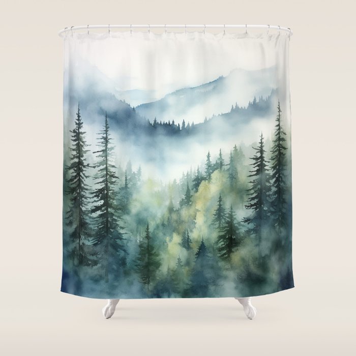 Treetops in the Mist Shower Curtain Gallery Image 1
