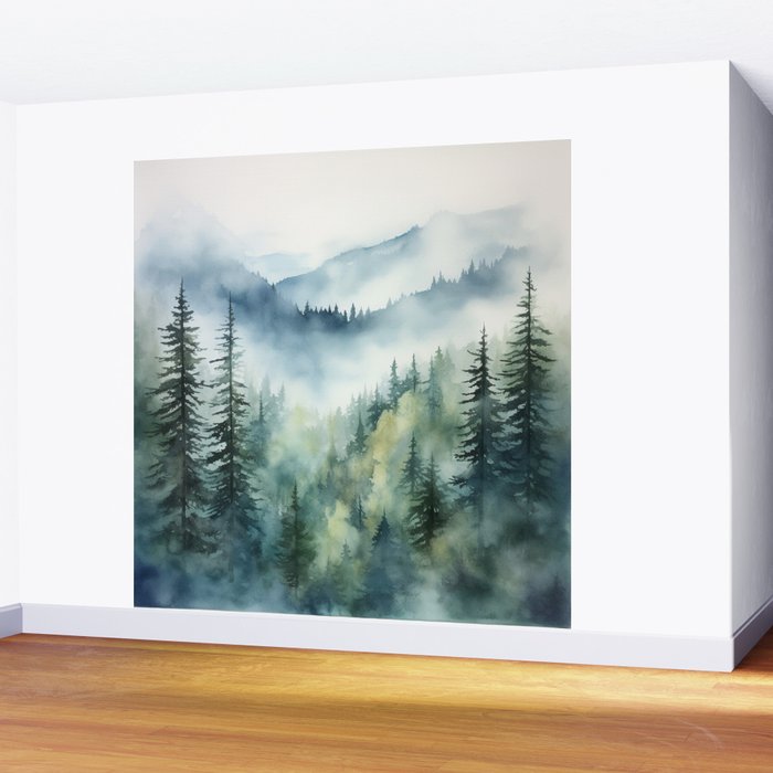 Treetops in the Mist Wall Mural Gallery Image 2