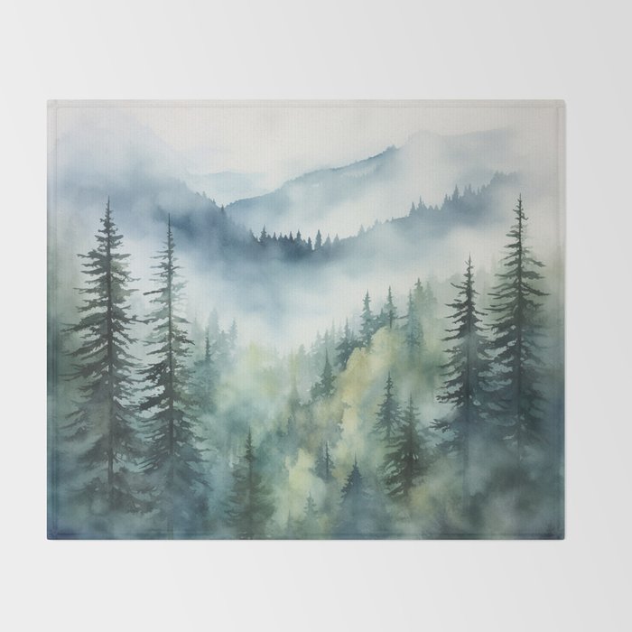 Treetops in the Mist Throw Blanket Gallery Image 2
