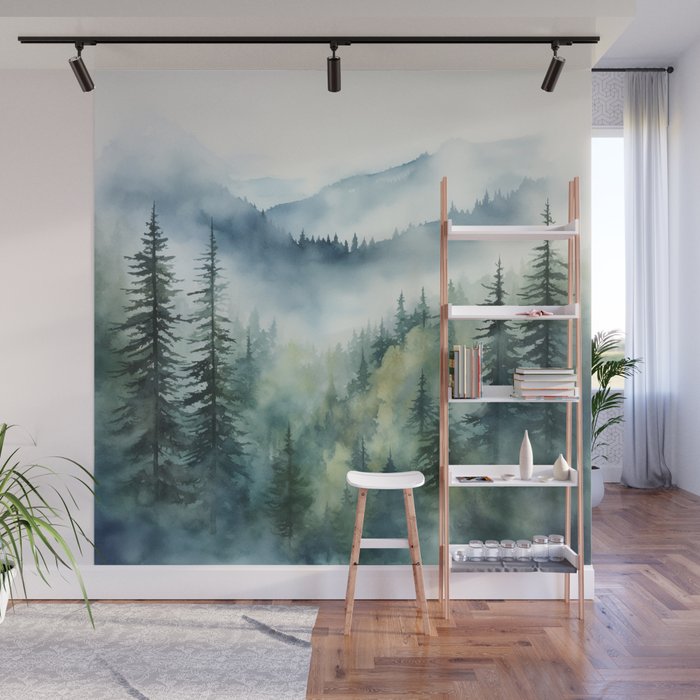 Treetops in the Mist Wall Mural Gallery Image 1