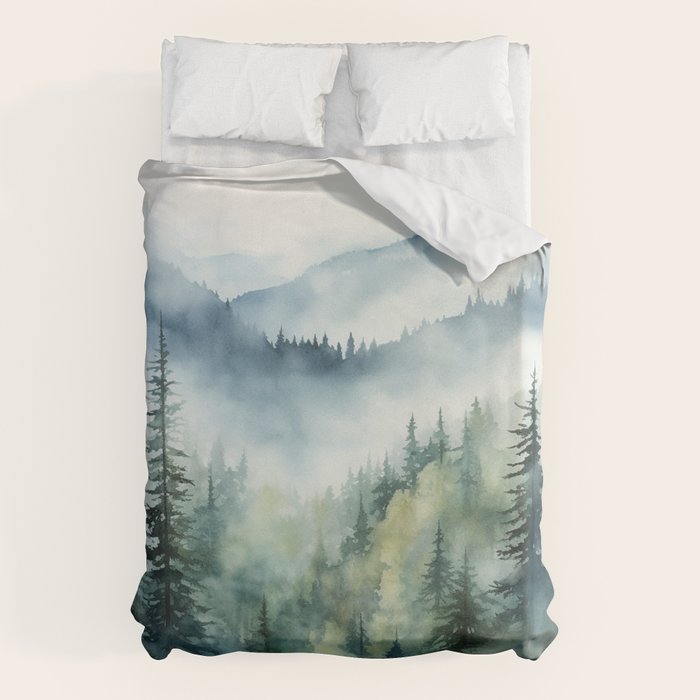 Treetops in the Mist Duvet Cover