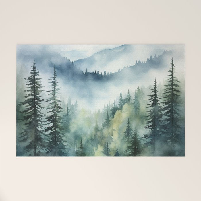 Treetops in the Mist Welcome Mat Gallery Image 1