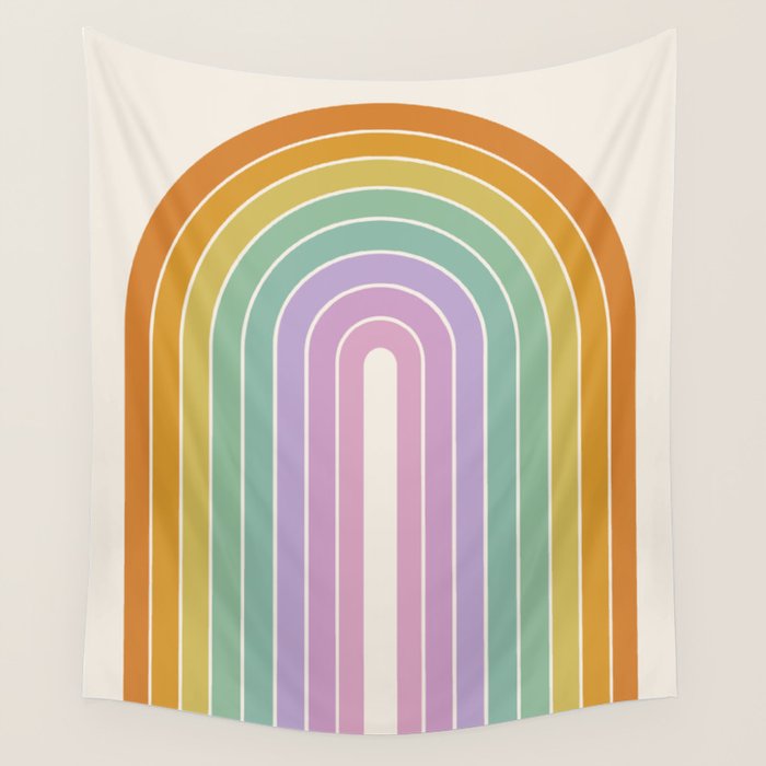 Gradient Arch XV Tropical Mid Century Modern Rainbow Wall Tapestry Gallery Image 4