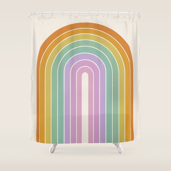 Gradient Arch XV Tropical Mid Century Modern Rainbow Shower Curtain Gallery Image 1
