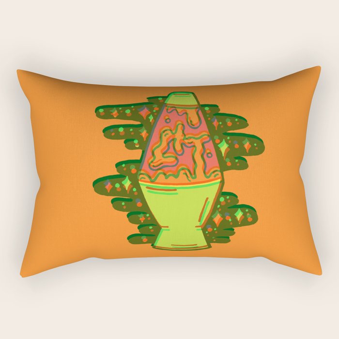 Lit lava lamp in orange in 3D Rectangular Pillow Gallery Image 1