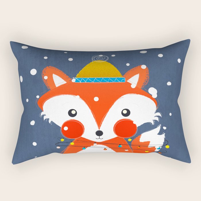 Cute christmas fox in the snow Rectangular Pillow Gallery Image 1