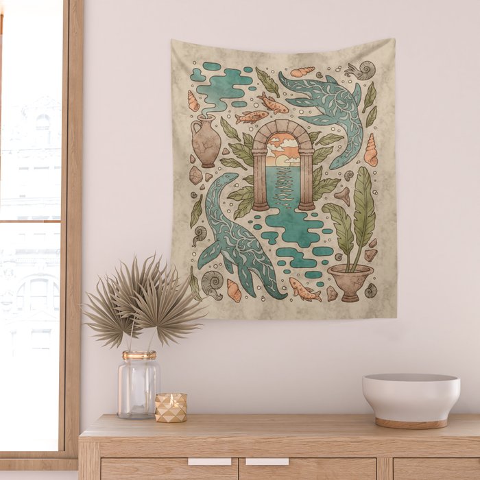 Paradise Panthalassa | Natural History Fantasy Art Wall Tapestry Gallery Image 2