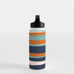 Stripes Abstract, Orange, Teal, Navy Water Bottle Gallery Image 3