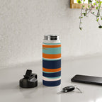 Stripes Abstract, Orange, Teal, Navy Water Bottle Gallery Image 4