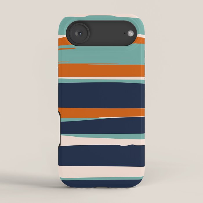 Stripes Abstract, Orange, Teal, Navy iPhone Case Gallery Image 2