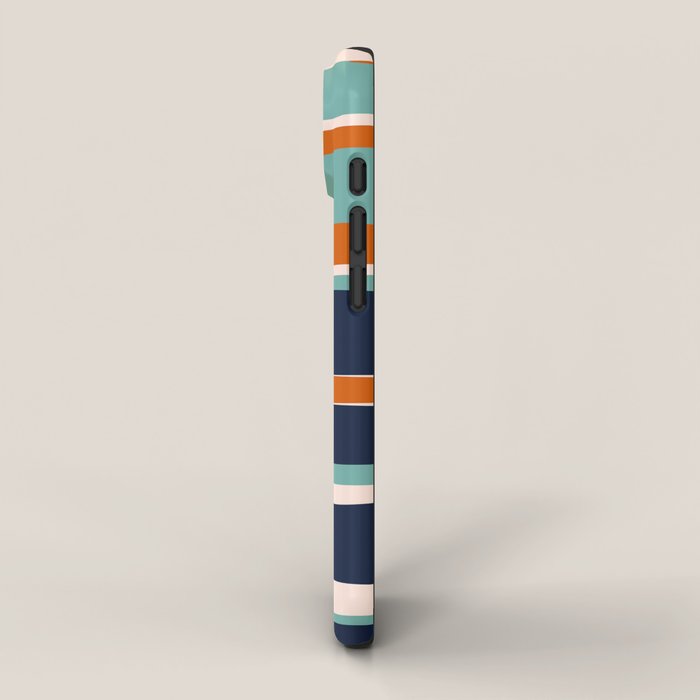 Stripes Abstract, Orange, Teal, Navy iPhone Case Gallery Image 2