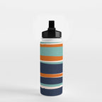 Stripes Abstract, Orange, Teal, Navy Water Bottle Gallery Image 2