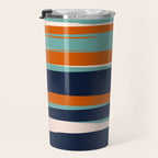 Stripes Abstract, Orange, Teal, Navy Travel Mug Gallery Image 3