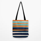 Stripes Abstract, Orange, Teal, Navy Tote Bag Gallery Image 2