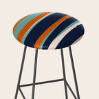 Stripes Abstract, Orange, Teal, Navy Stool Gallery Image 2