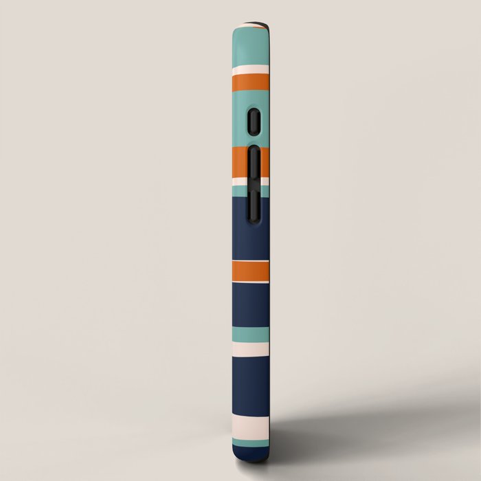 Stripes Abstract, Orange, Teal, Navy iPhone Case Gallery Image 2