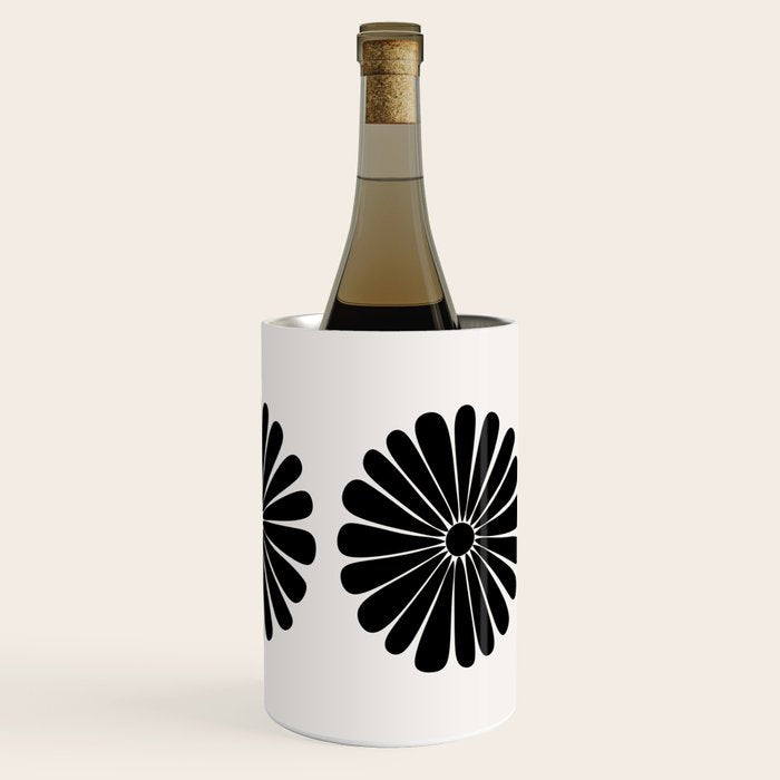 Retro Daisy Abstract I Black and White Bold Floral Wine Chiller Gallery Image 3