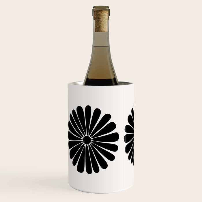 Retro Daisy Abstract I Black and White Bold Floral Wine Chiller Gallery Image 2