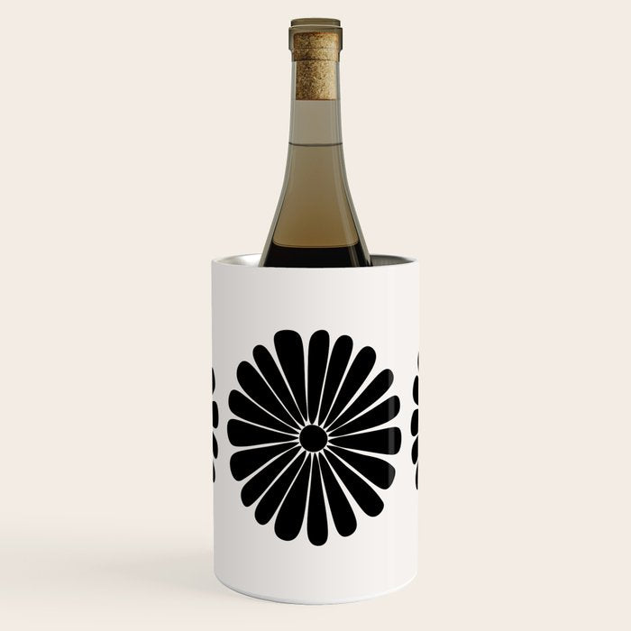 Retro Daisy Abstract I Black and White Bold Floral Wine Chiller Gallery Image 1