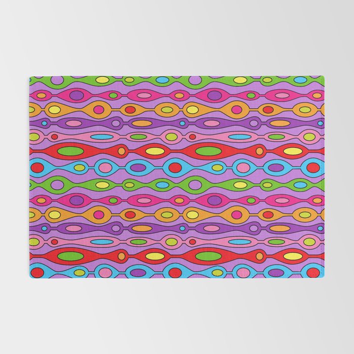 Mid Century Colorful Geometric Oval Pattern Rug Gallery Image 2