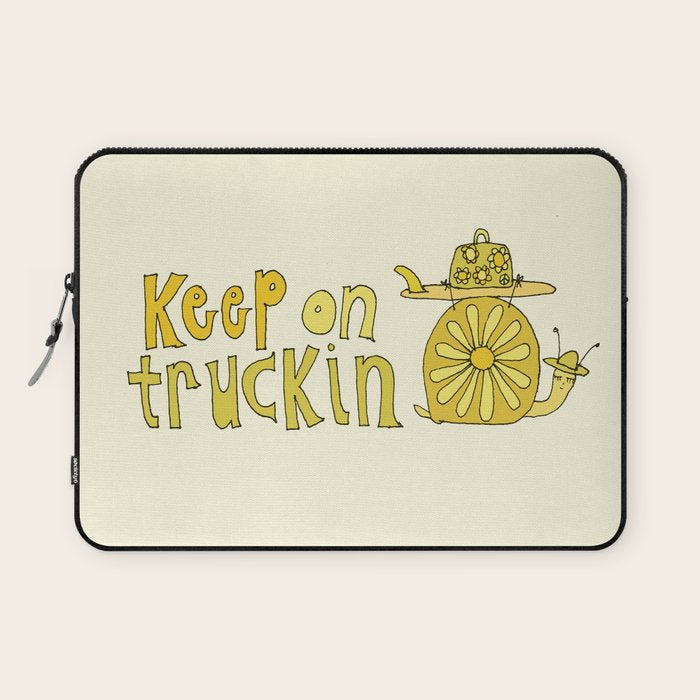 keep on truckin surfy snail // retro surf art by surfy birdy Laptop Sleeve Gallery Image 1