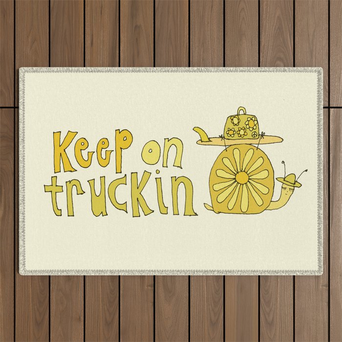 keep on truckin surfy snail // retro surf art by surfy birdy Outdoor Rug Gallery Image 1
