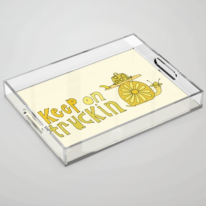 keep on truckin surfy snail // retro surf art by surfy birdy Acrylic Tray Gallery Image 1