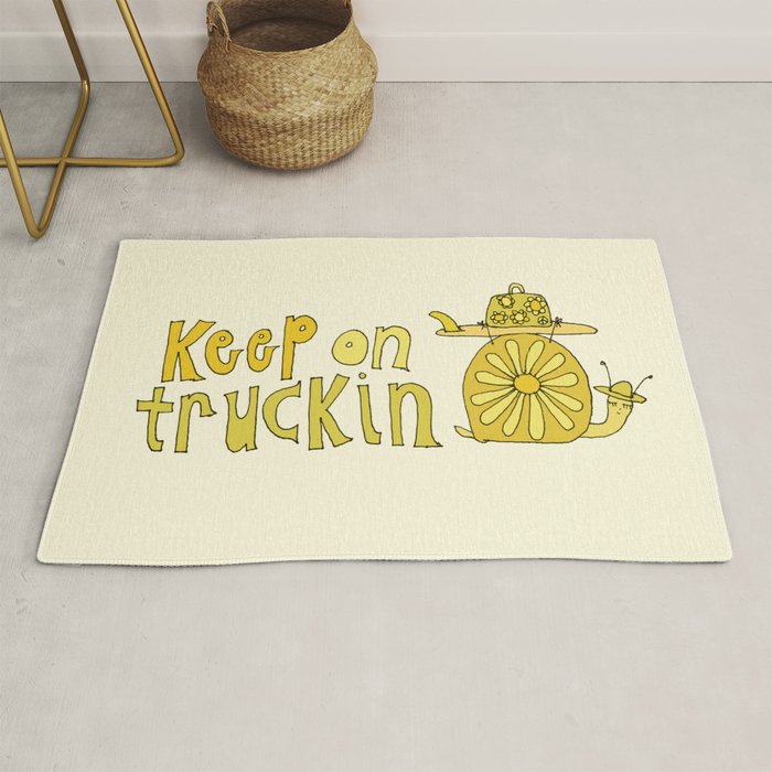 keep on truckin surfy snail // retro surf art by surfy birdy Rug Gallery Image 1