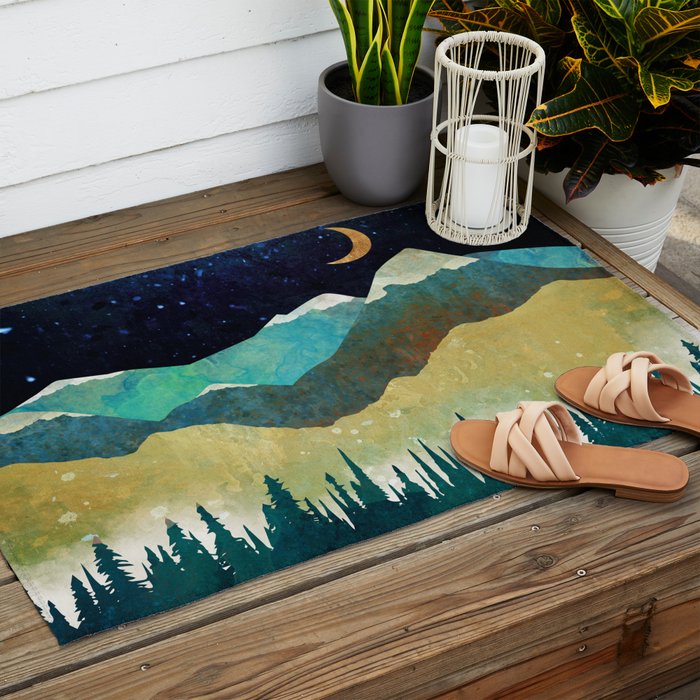 Snowy Night Outdoor Rug Gallery Image 2
