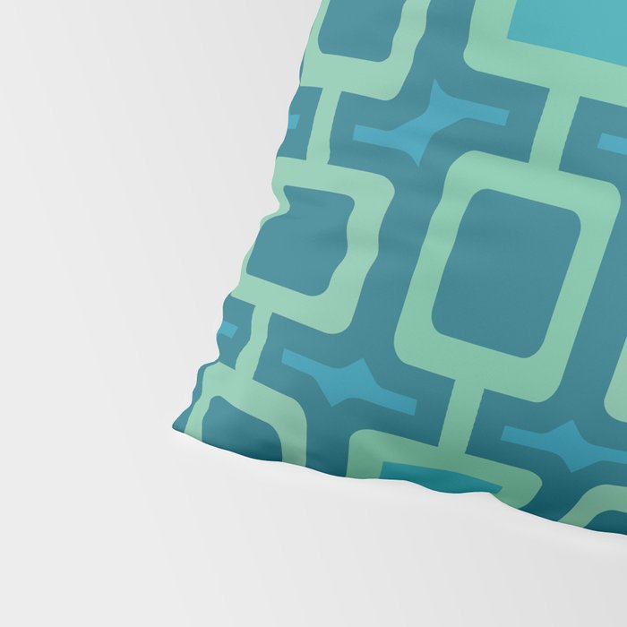 Mid Century Modern Square Columns aquamarine Pillow Sham Gallery Image 4